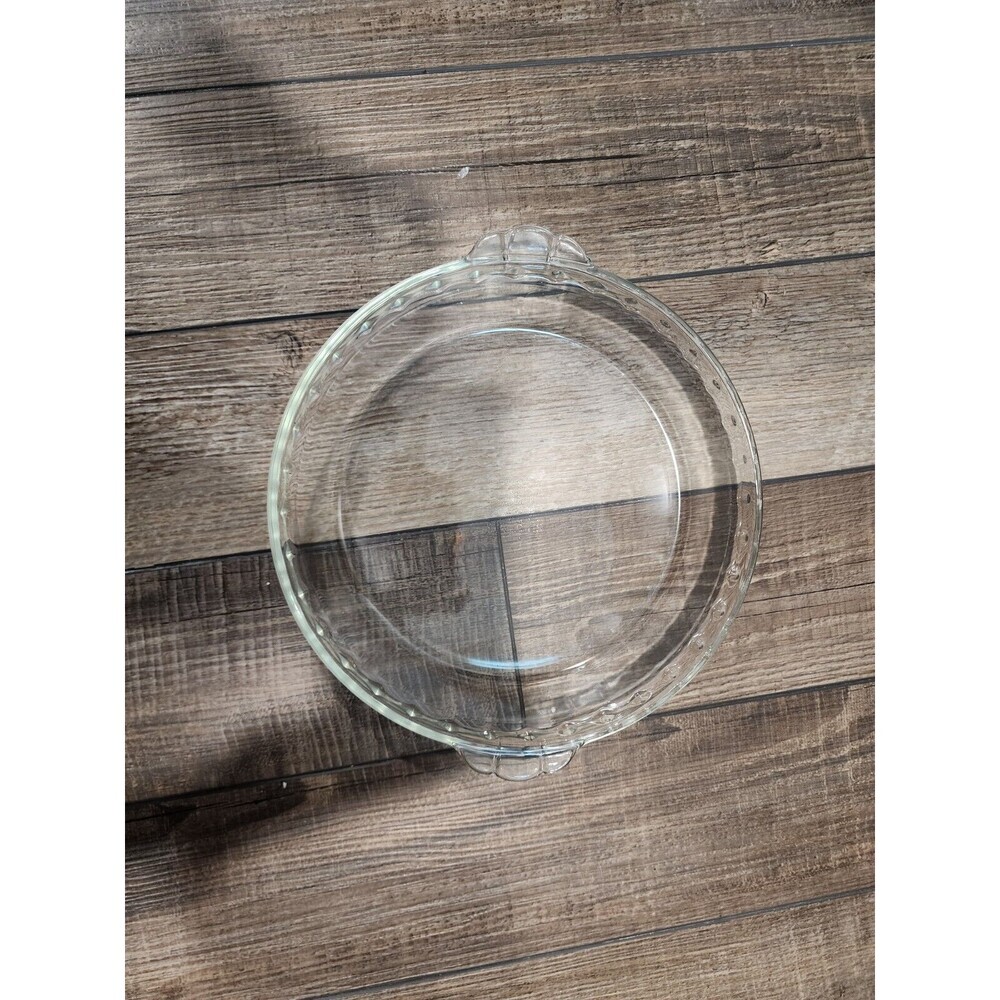 Vintage Pyrex DEEP DISH PIE PLATE 9 1/2" Fluted Rim Tab Handles Clear Glass #229